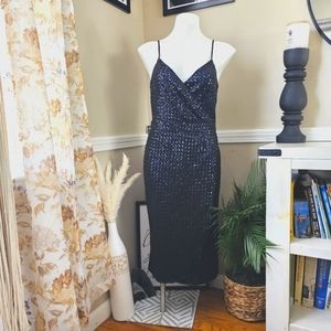 Nanette Lepore Navy Sequin midi dress